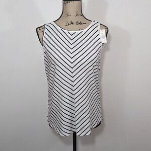 NEW Loft Women's Black White Striped Tie Back Cami Tank Top Blouse SP Petite